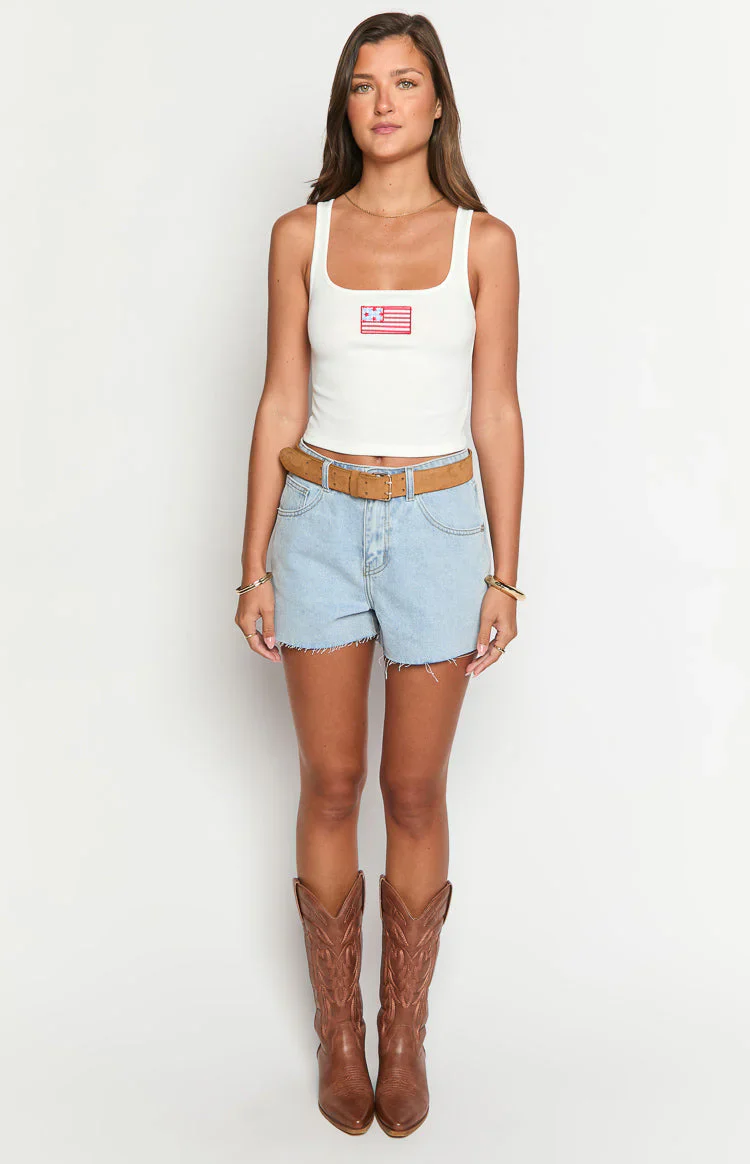 Suzie White USA Embroidered Tank Top