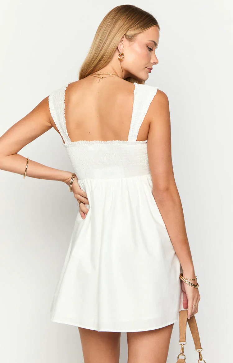 Dekoda White Cap Sleeve Mini Dress