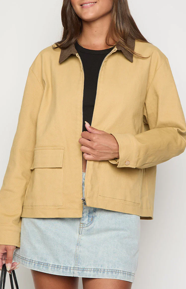 Jemma Cream Contrast Canvas Jacket