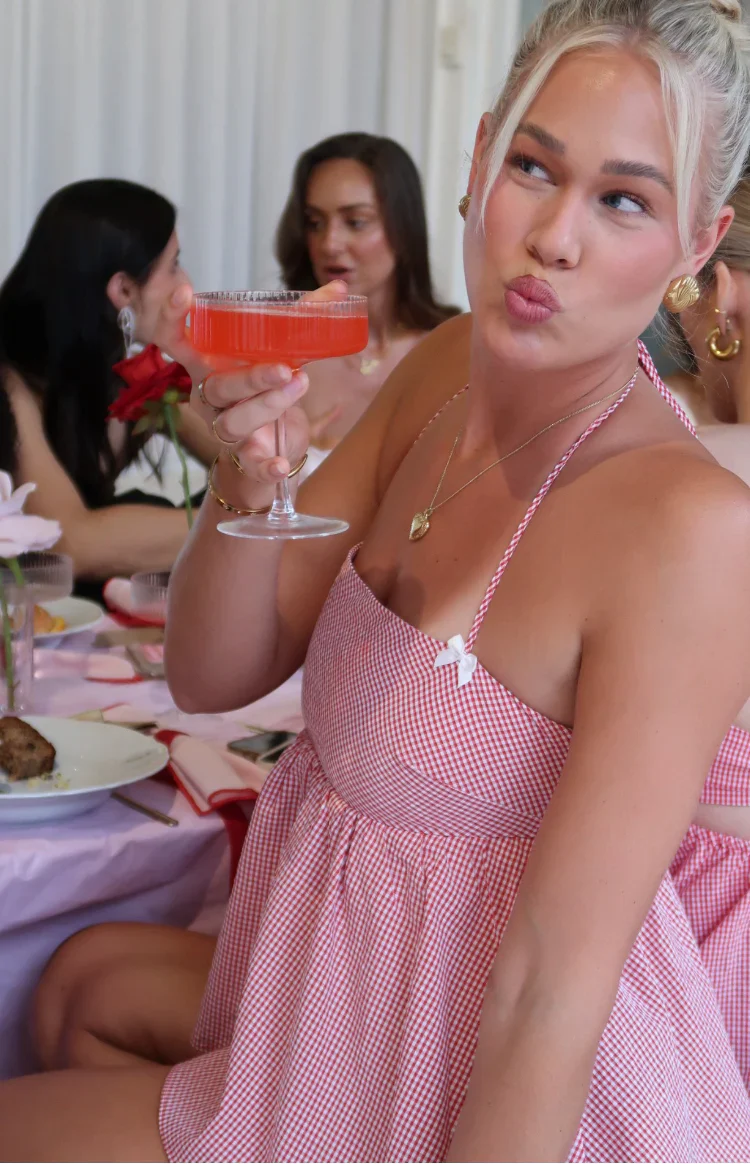 Aspen Red Gingham Halter Top