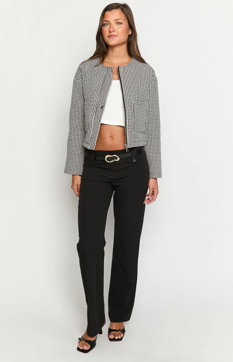 Lennie Black Gingham Quilted Jacket