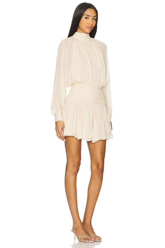 Cecile High Neck Mini Dress With Godets