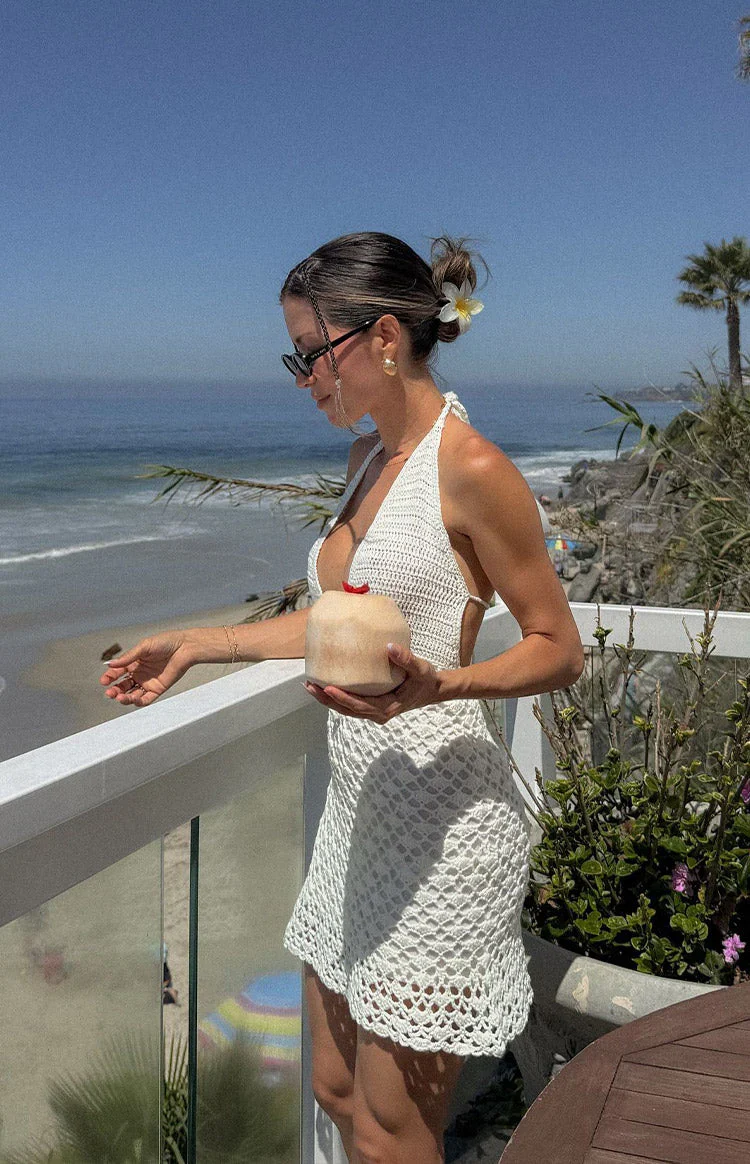 Tulip Cream Crochet Mini Dress