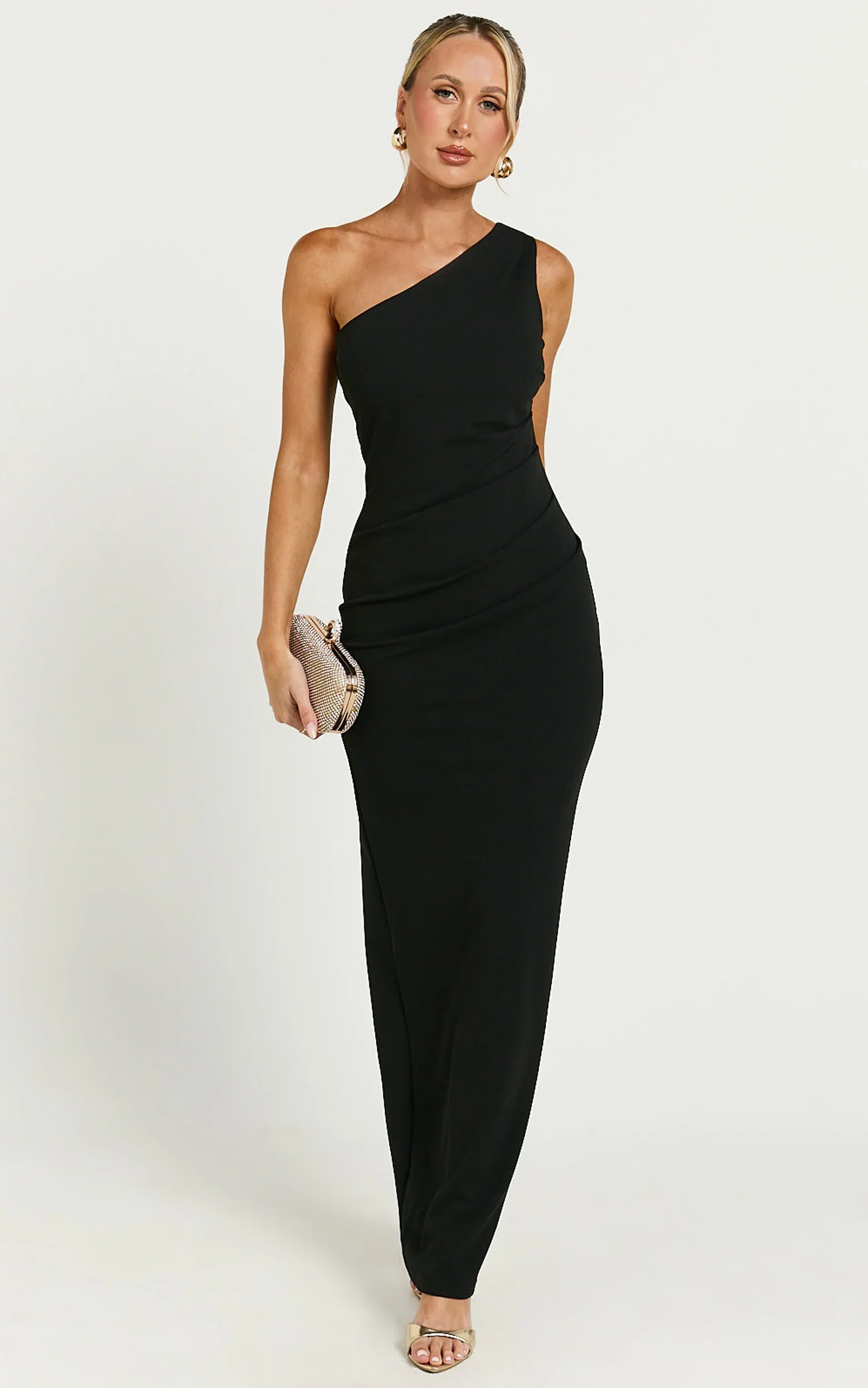 Criselda Maxi Dress - One Shoulder Maxi Dress in Black