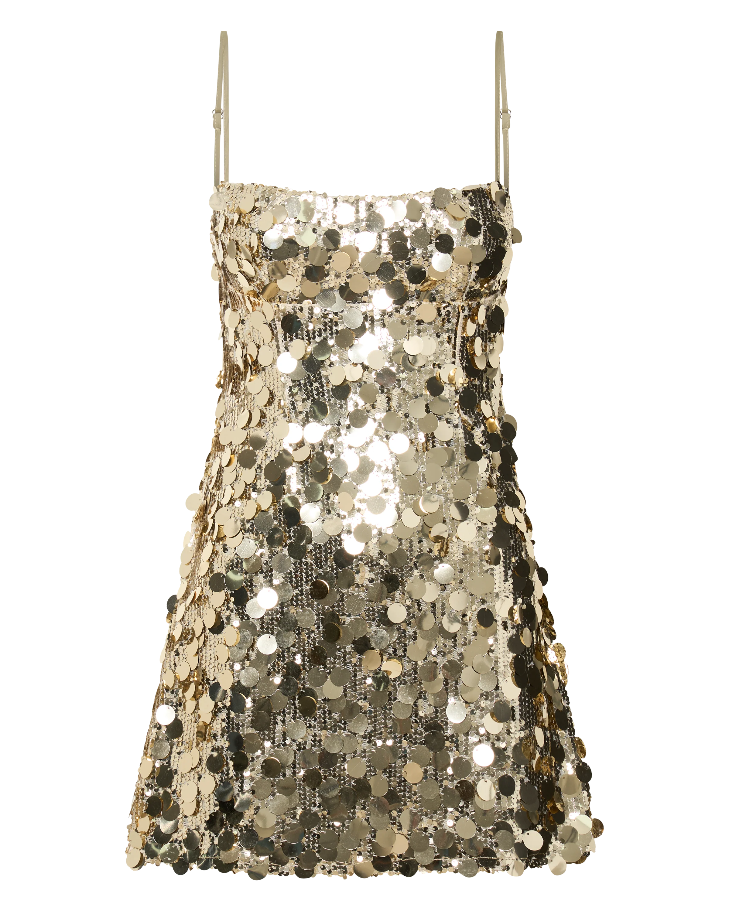 Cleo Mini Dress - Circle Sequin Mini Dress in Light Gold
