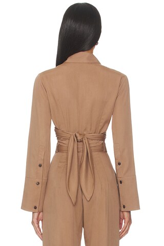 Collared Long Sleeve Wrap Top