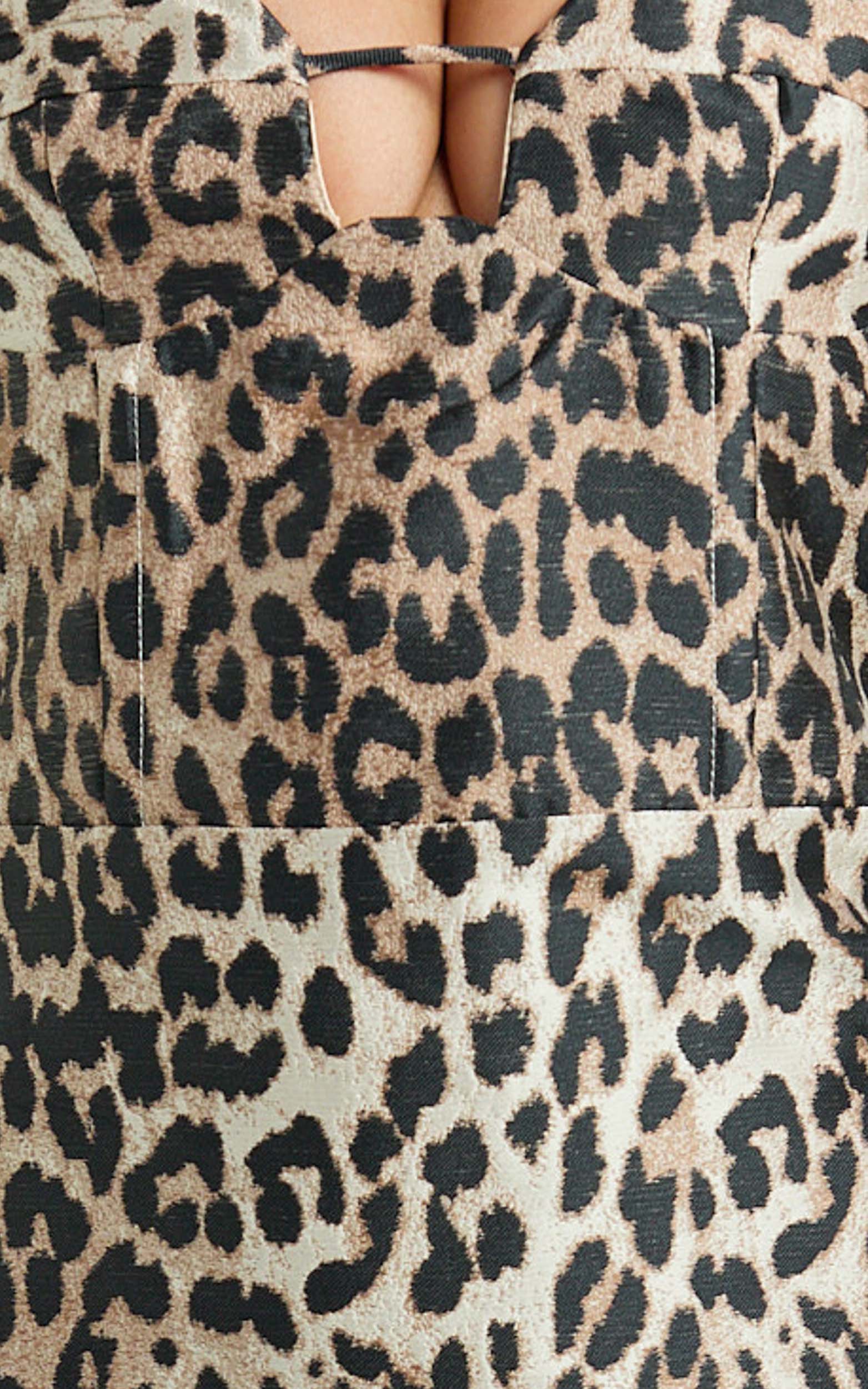 Sandy Midi Dress - Strapless Column Dress in Leopard Print