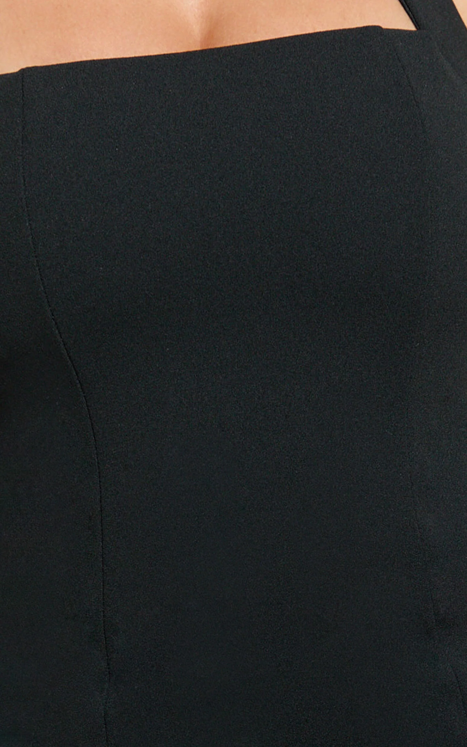 Zahra Mini Dress - Halter Tie Square Neck Bodycon Dress in Black