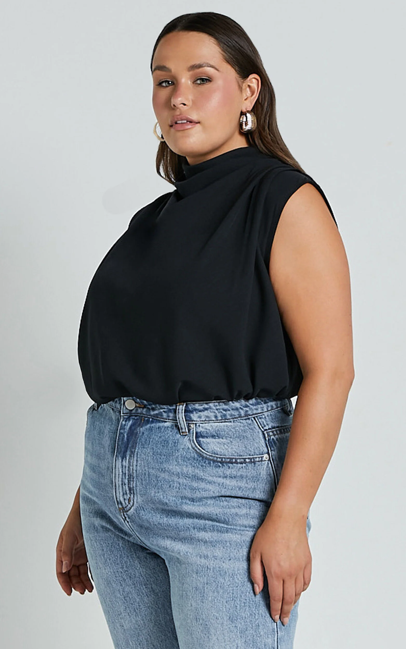 Arianae Top - High Neck Top in Black