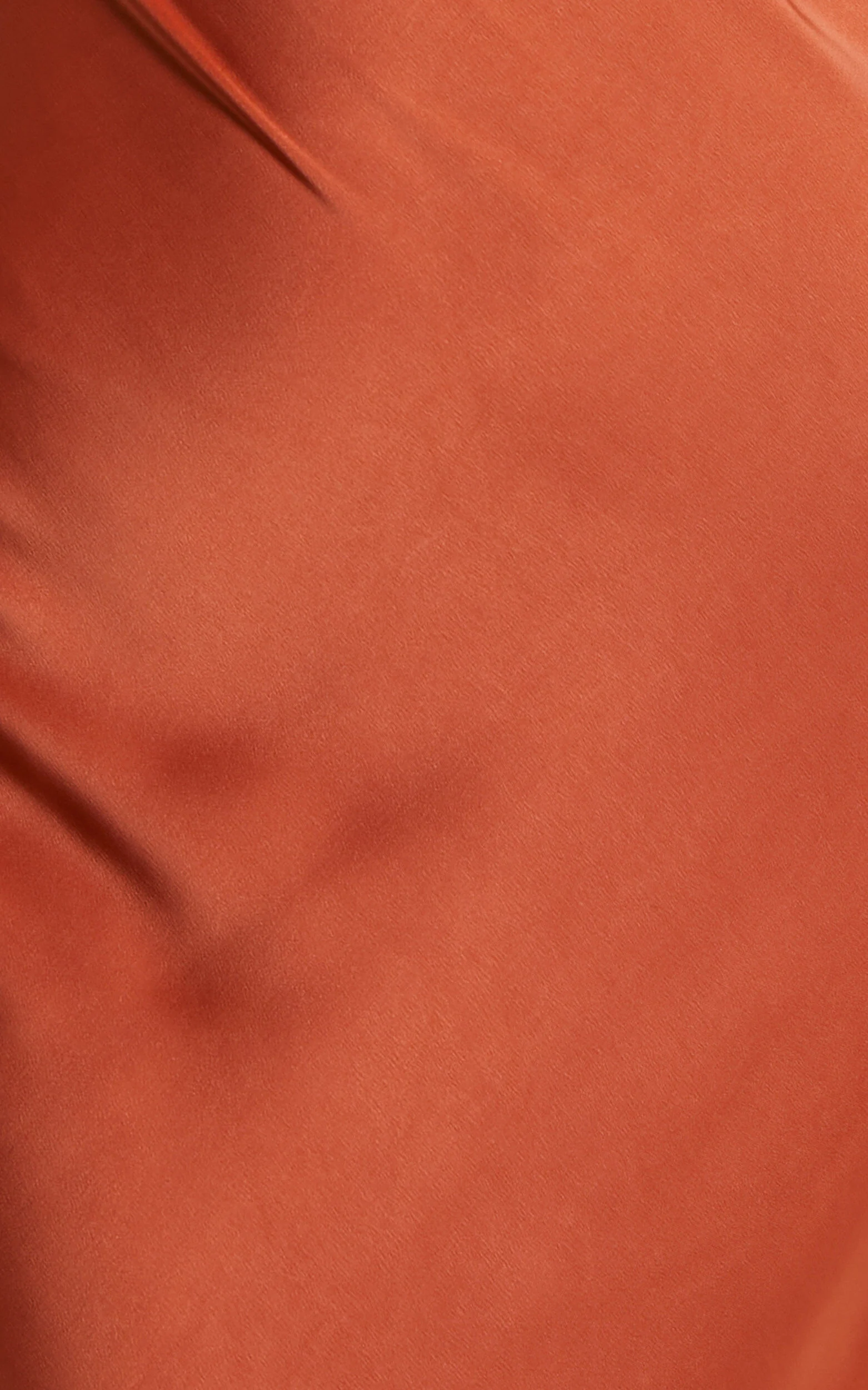 Elzales Midi Dress - One Shoulder Beaded Strap Satin Dress in Rust