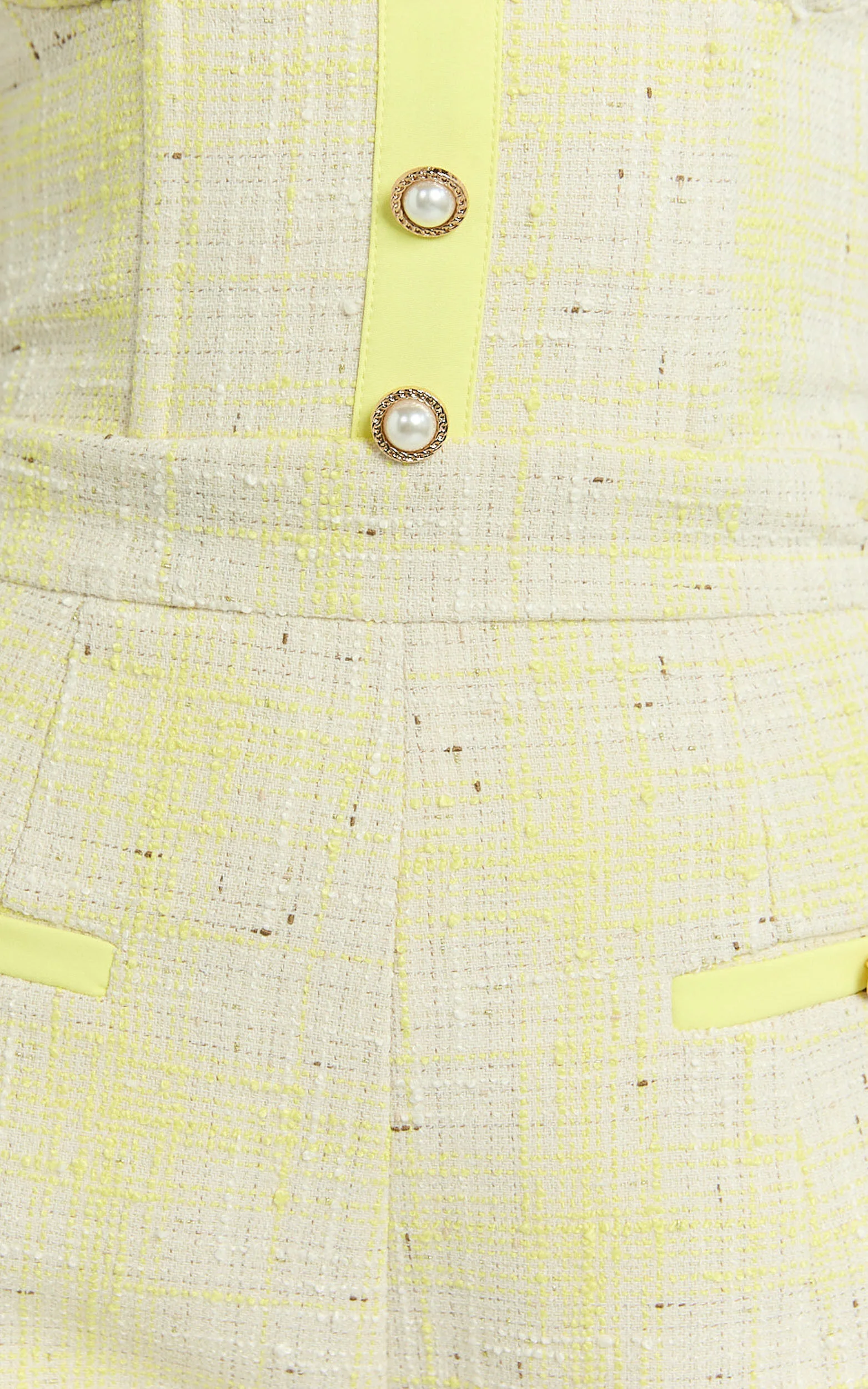 Jada Playsuit - Boucle Sweetheart Button Detail Playsuit in Lemon