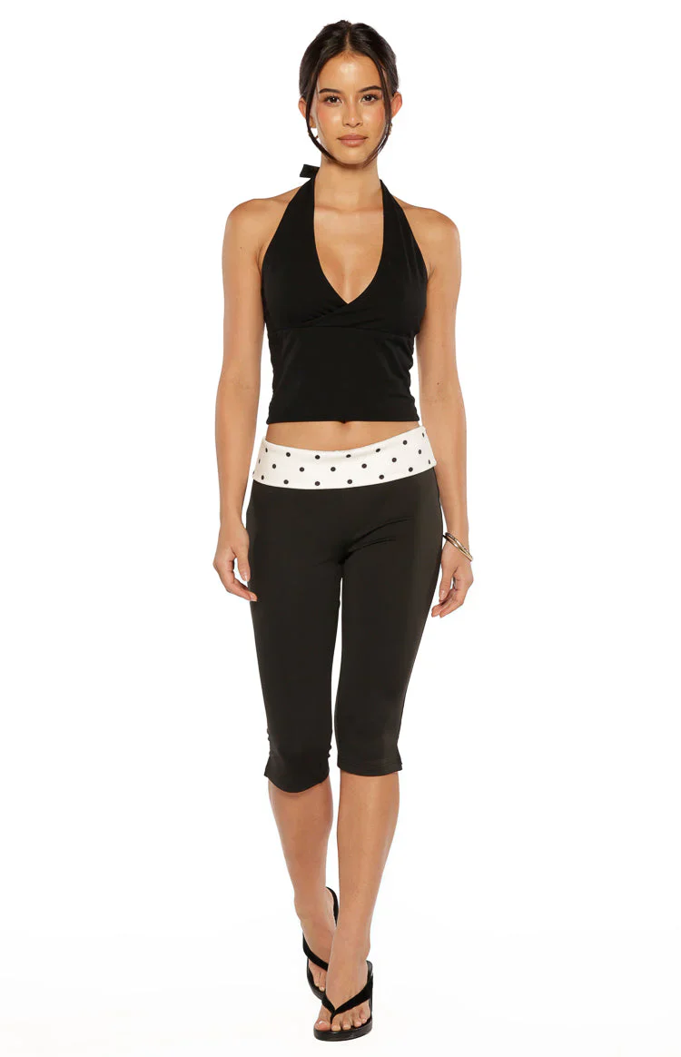 Reece Black Polka Dot Band Capris