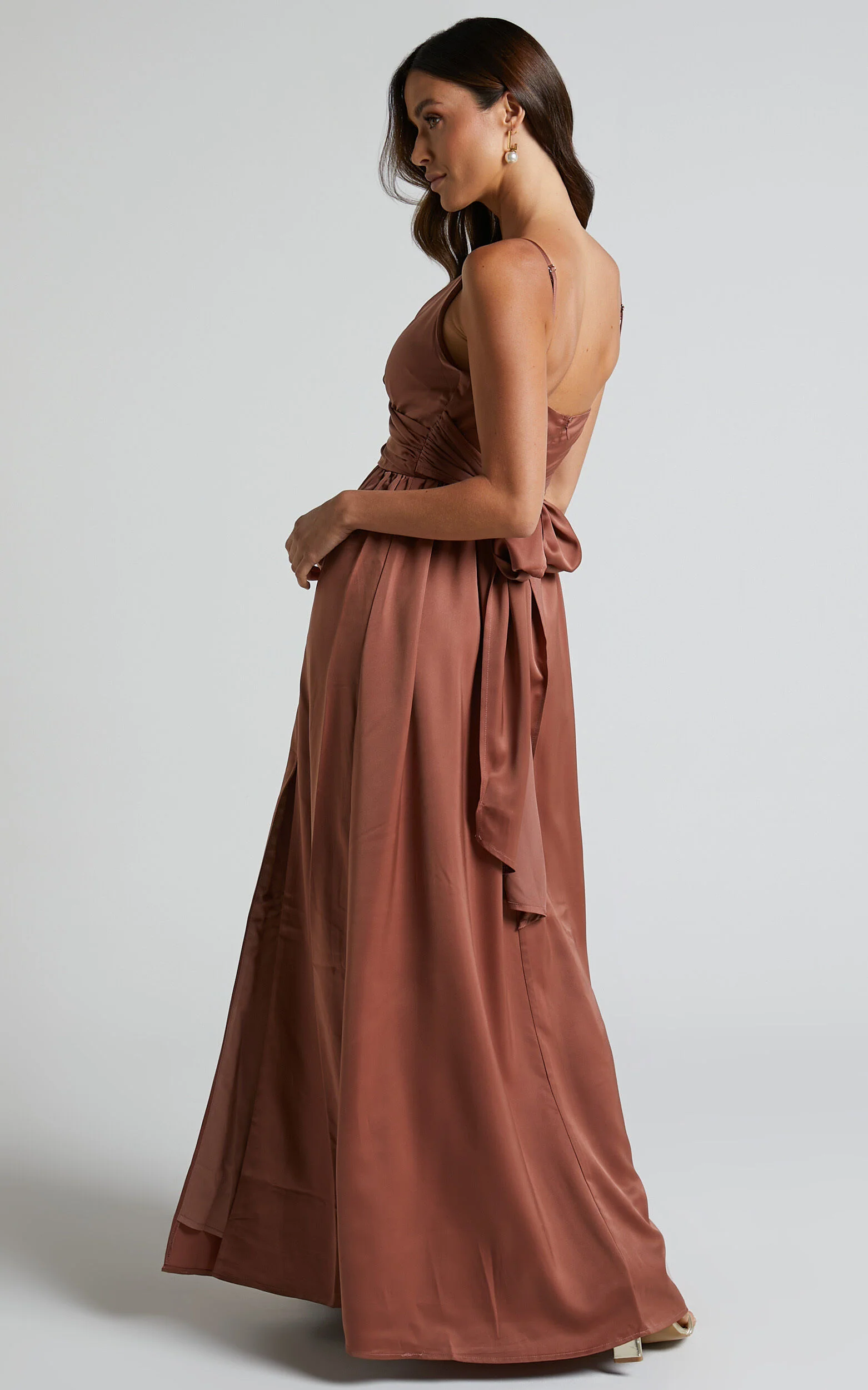 Revolve Around Me Midi Dress - V Neck Wrap Dress in Dusty Rose