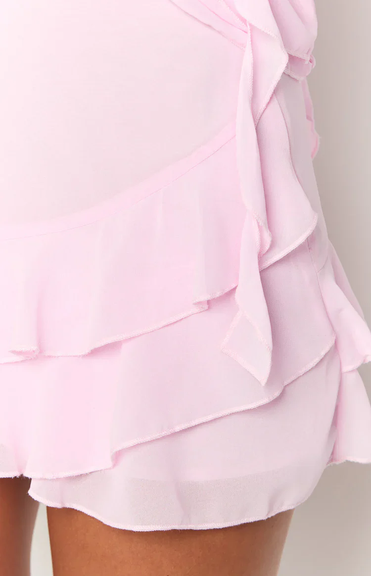 Caspian Pink Chiffon Mini Skirt