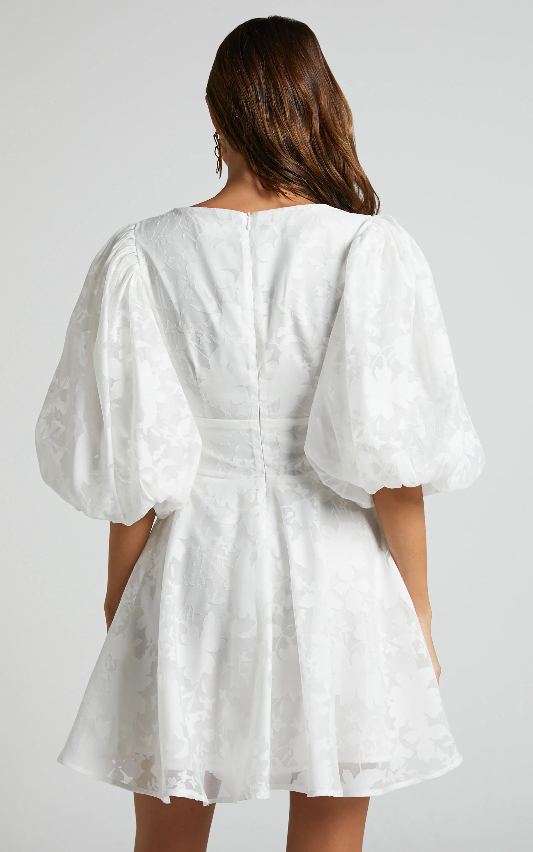 Jammae Mini Dress - Puff Sleeve Dress in White