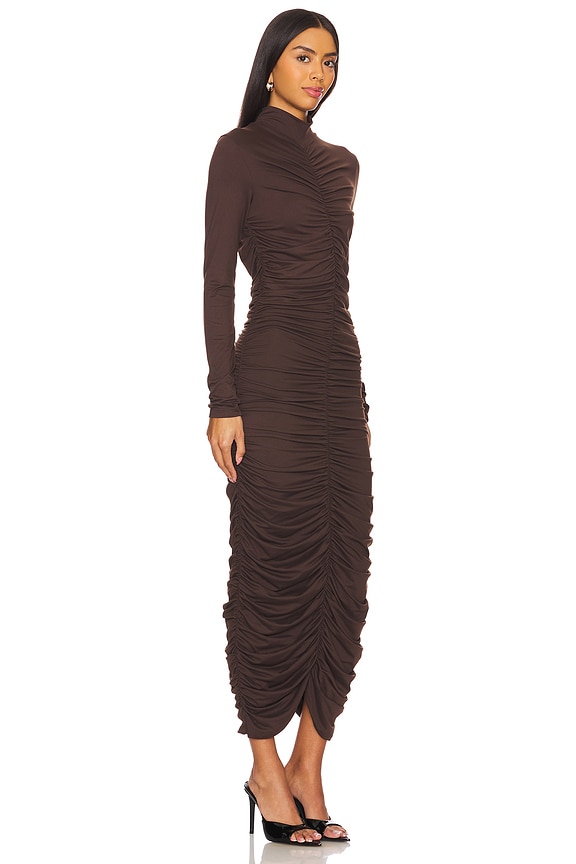 Mock Gathered Long Sleeve Dress