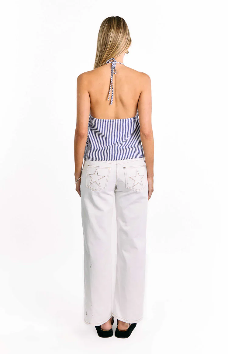 Imee Blue Striped Top