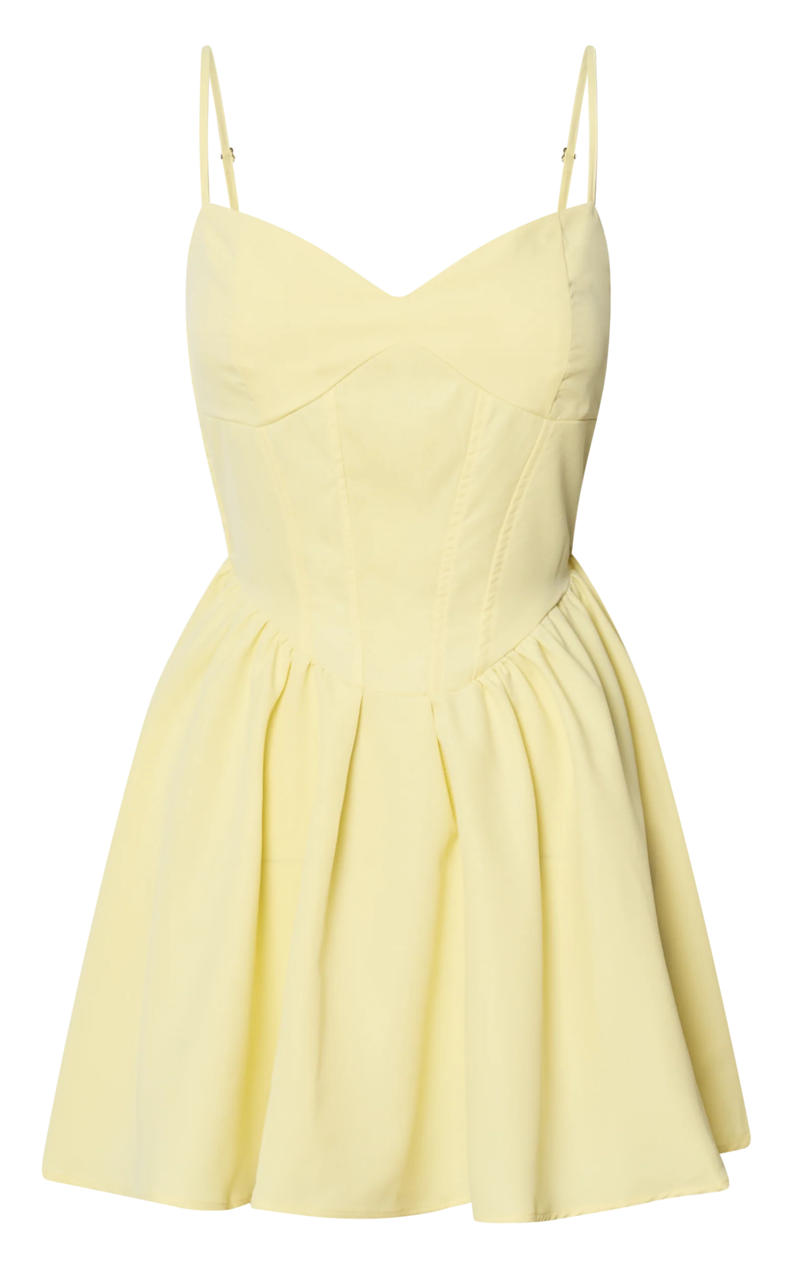 Delaila Mini Dress - Strappy Sweetheart Fit and Flare Dress in Lemon
