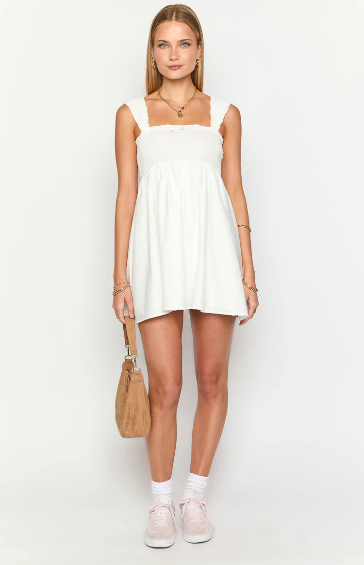 Dekoda White Cap Sleeve Mini Dress