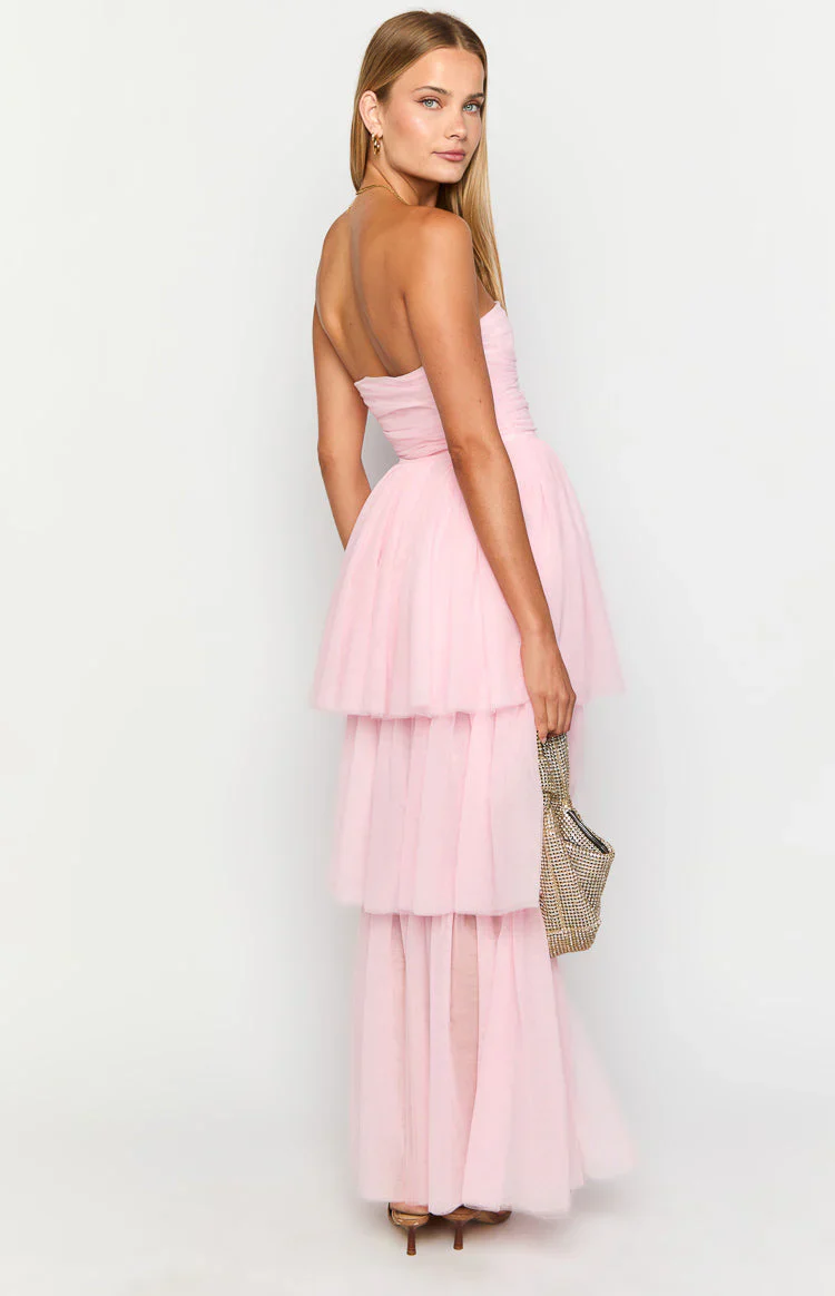 Avery Pink High-Low Maxi Dress