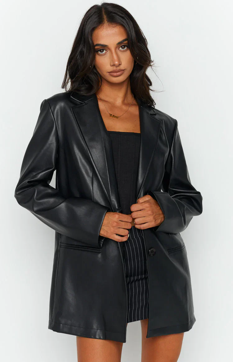 Galantis Black PU Blazer