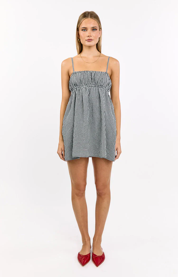 Avara Black Gingham Mini Dress