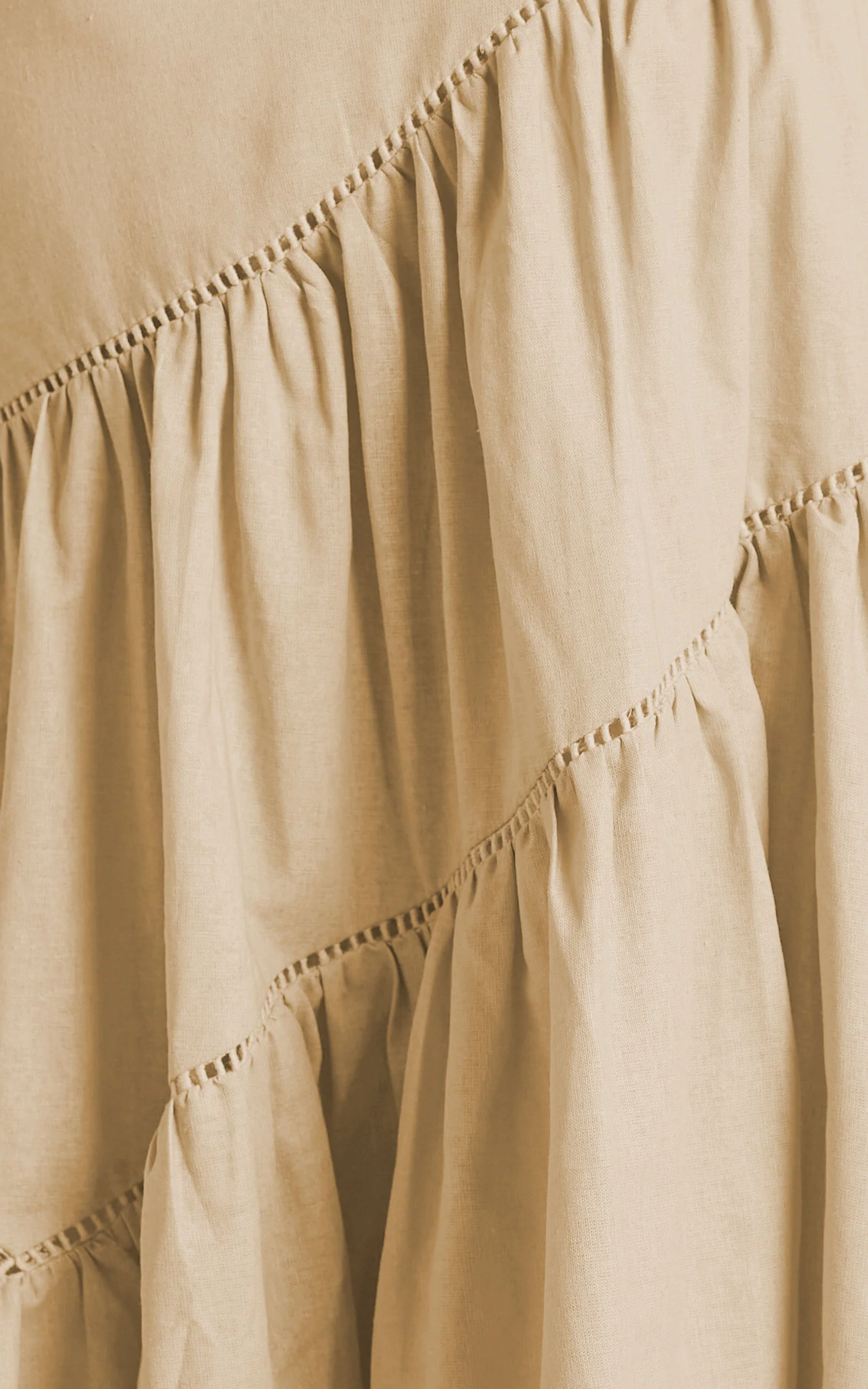 Harleen Mini Dress - Linen Asymmetrical Trim Puff Sleeve Dress in Beige