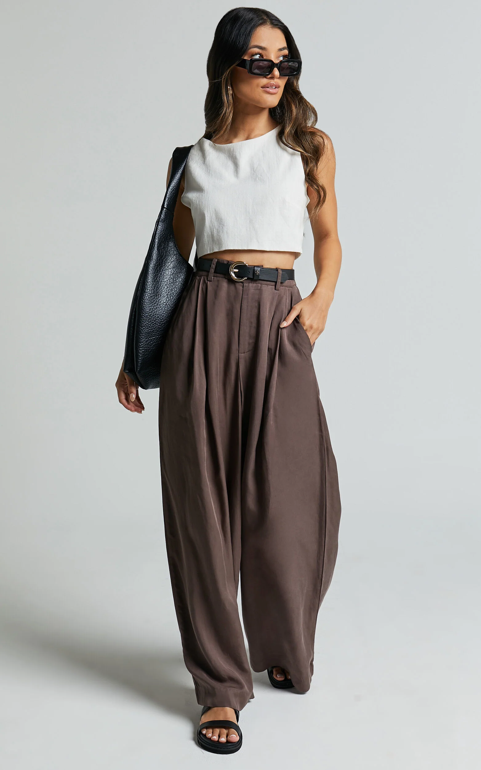 Clarke Pants - High Waist Wide Leg Pants in Slate