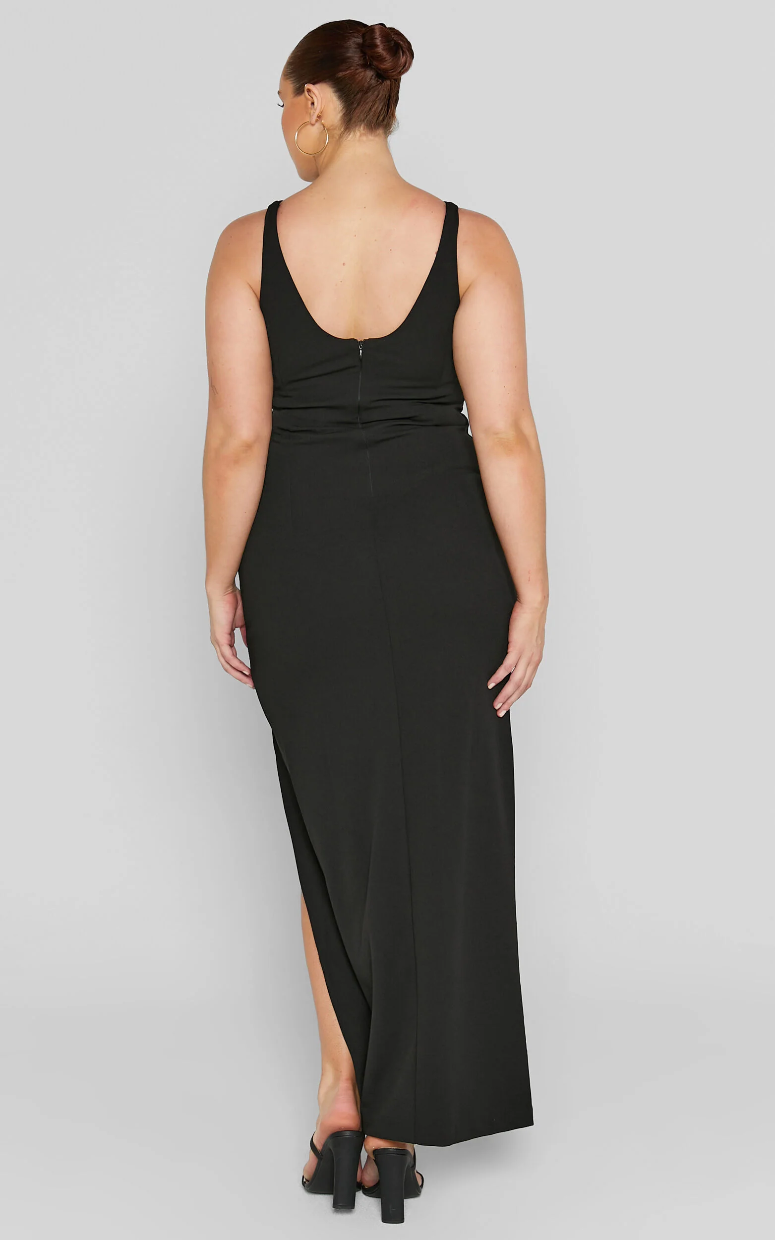 Indi Maxi Dress - Boat Neck Bodycon Dress in Black