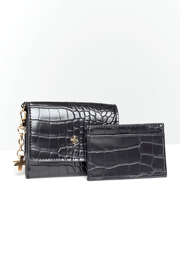 Peta & Jain Chana Wallet Black Croc