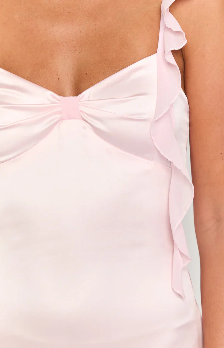 Joyce Pink Satin Mini Dress