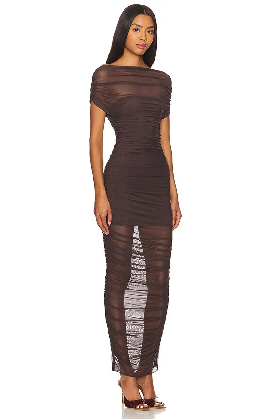 Noel Off Shoulder Mesh Midi Dress