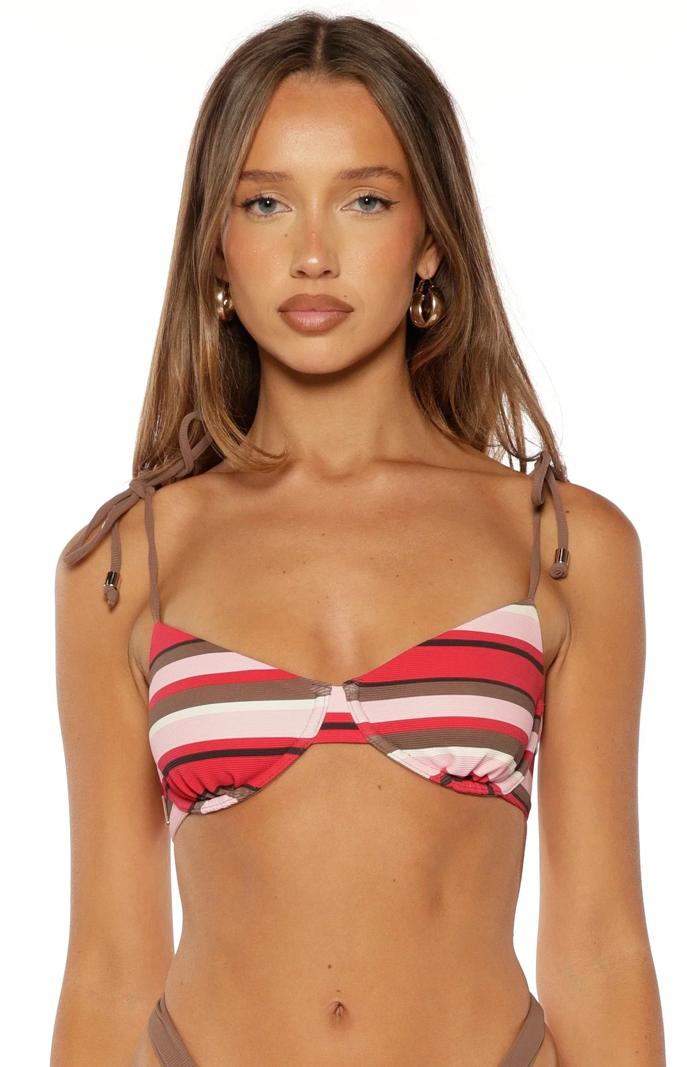 Dandy Pink Multi Stripe Underwire Bikini Top