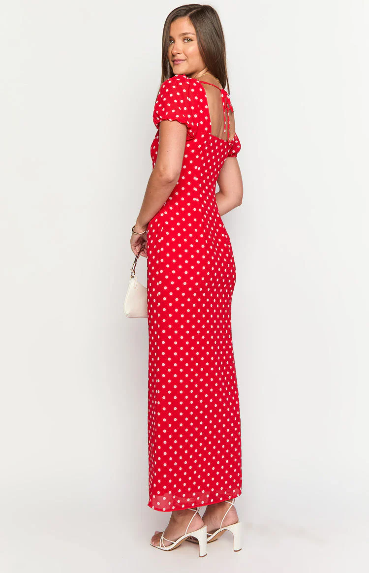 Lovella Red Polka Dot Maxi Dress