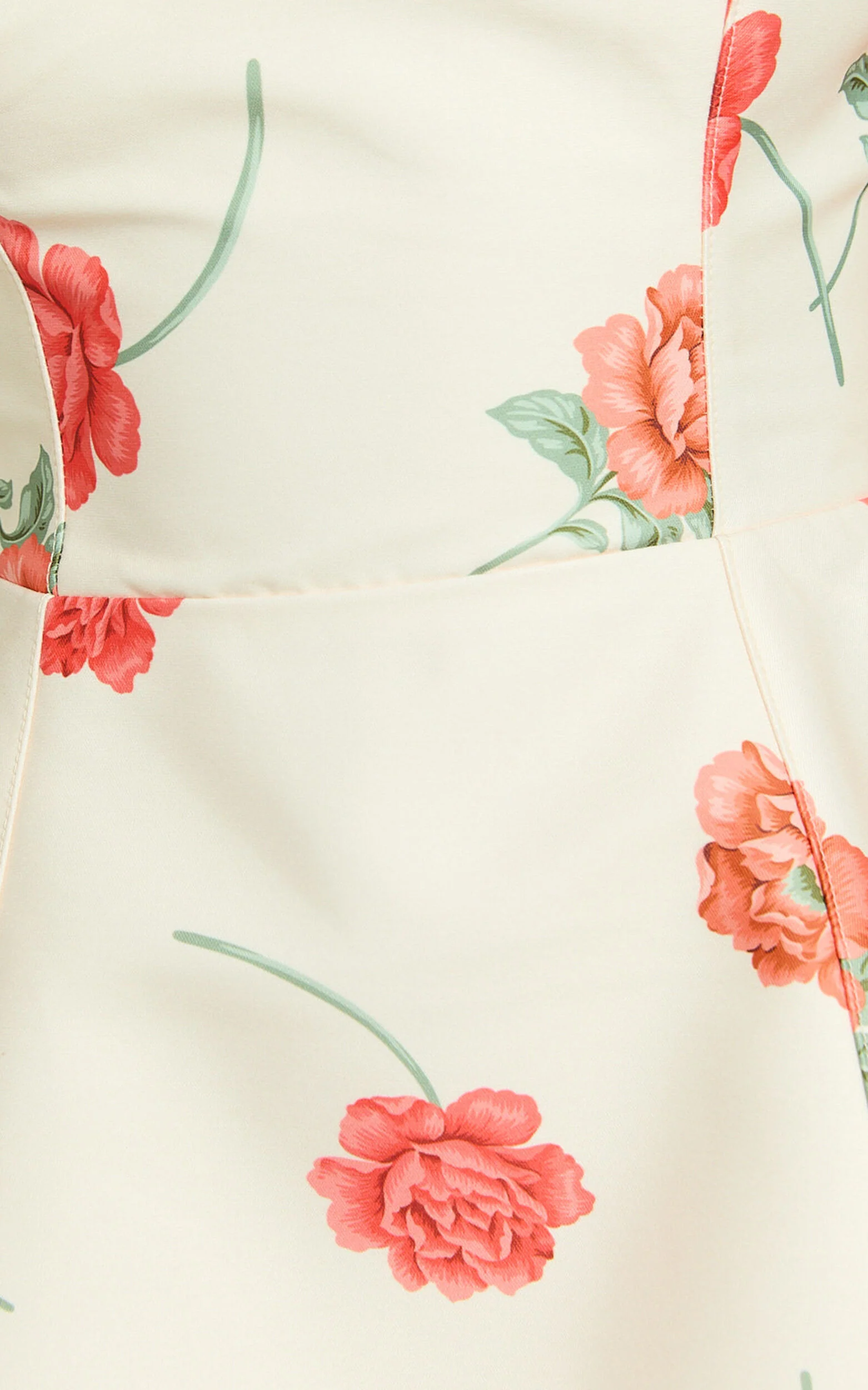 Tia Mini Dress - Square Neck Fit And Flare Dress in Rose Garden Print