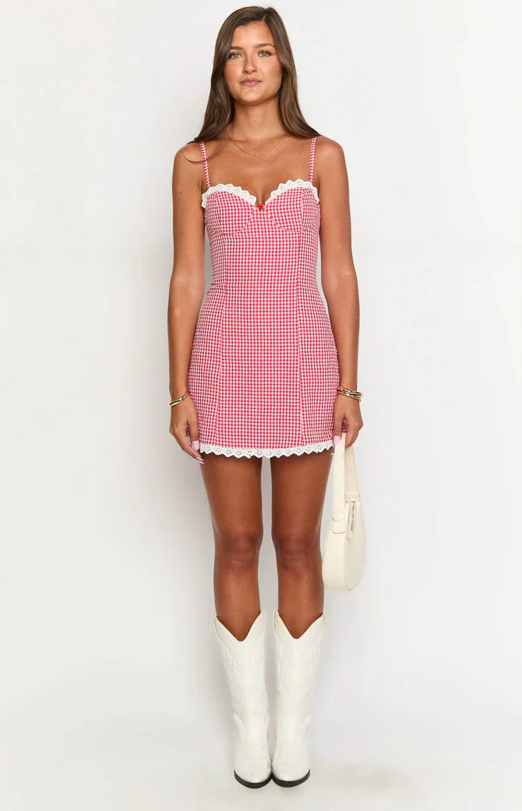 Cutie Pie Red Gingham Mini Dress