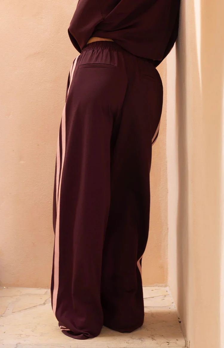 Kosie Burgundy and Pink Stripe Track Pants