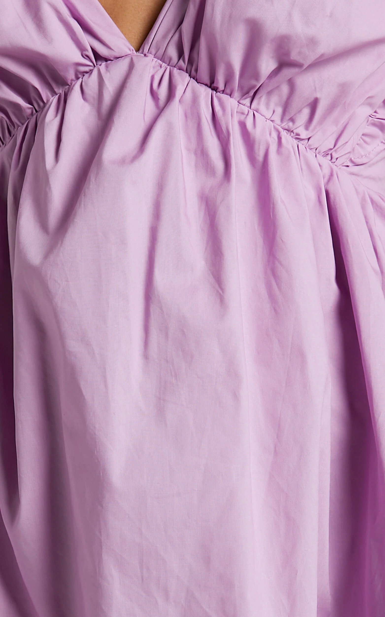 Raiza Mini Dress - Ruffle Sleeve Tie Back Plunge Dress in Lilac