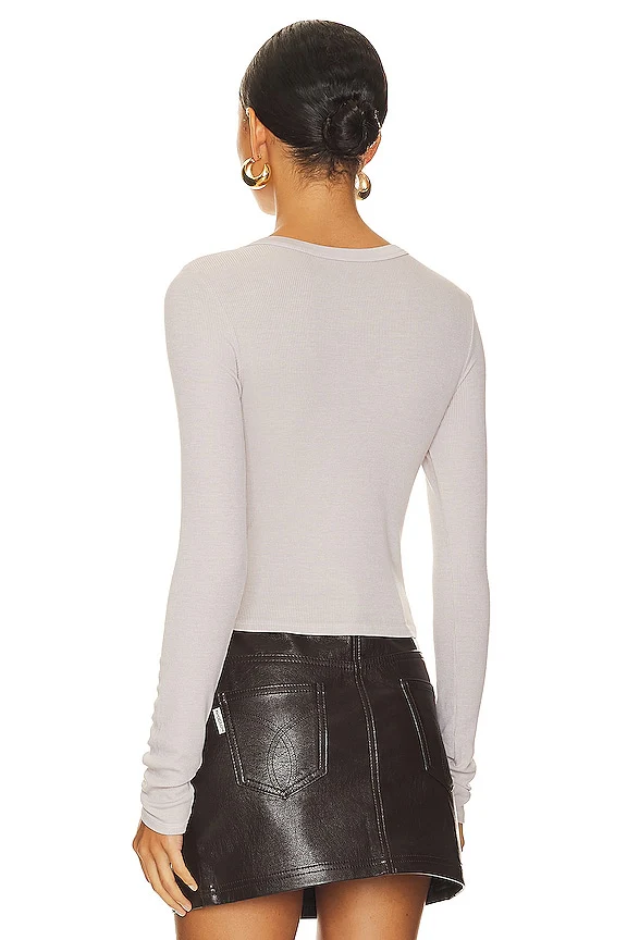 Silk Knit Long Sleeve Tuck Top