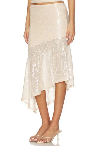 Eris Sequin Flounce Midi Skirt