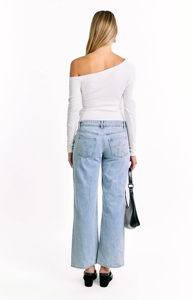 Elkie White Tie Waist Long Sleeve Top