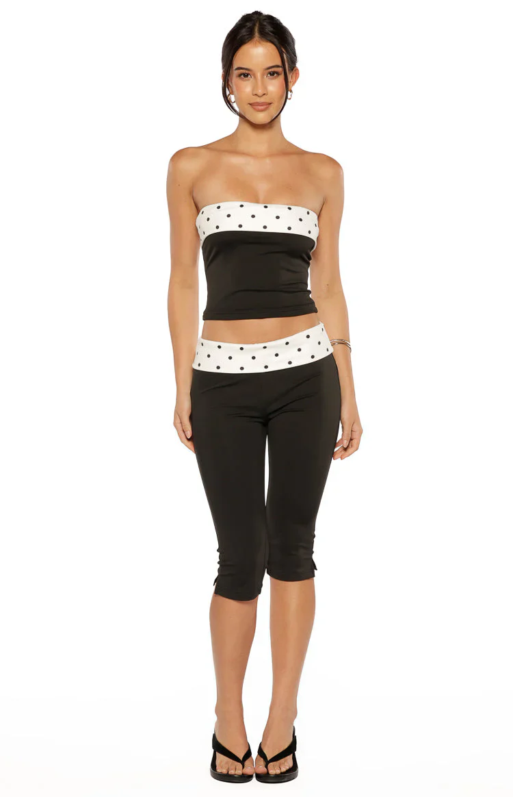 Reece Black Polka Dot Band Capris