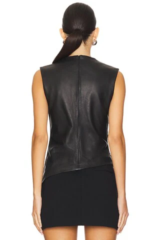Leather Ruched Top