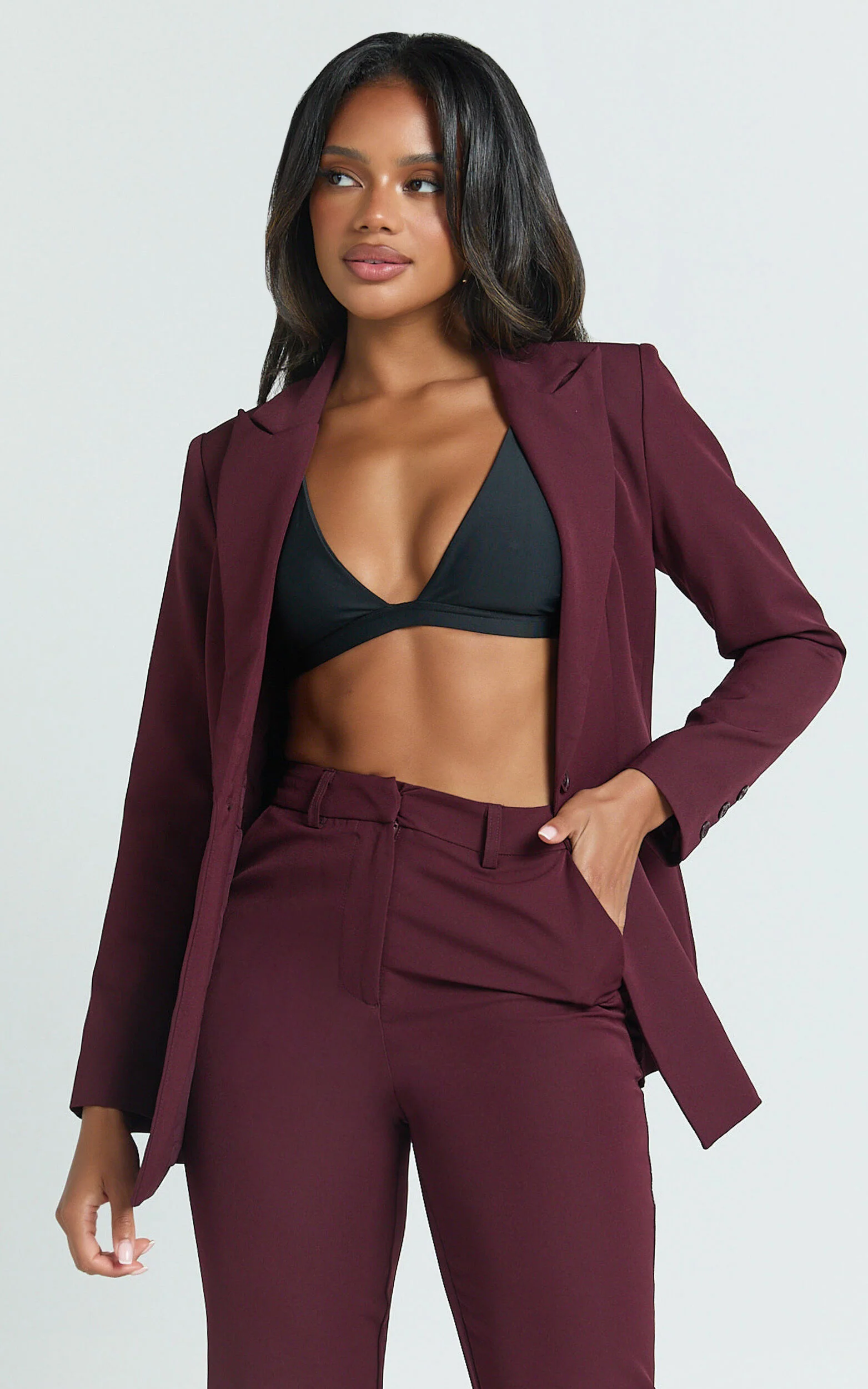 Hermie Blazer - Single Breasted Blazer in Wine