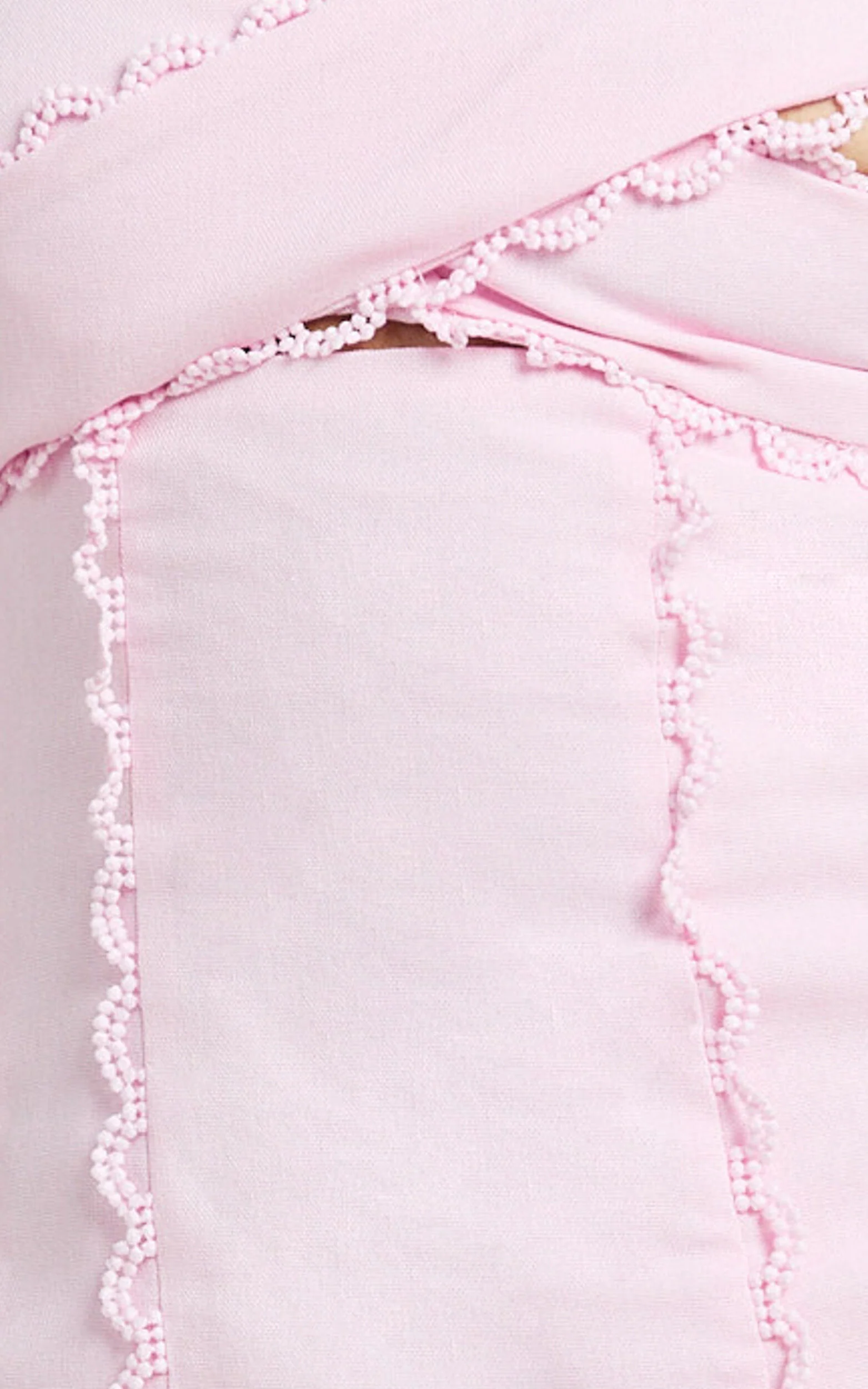 Gigi Mini Linen Blend Dress - Sweetheart Tie Back Scallop Detail Dress in Pink