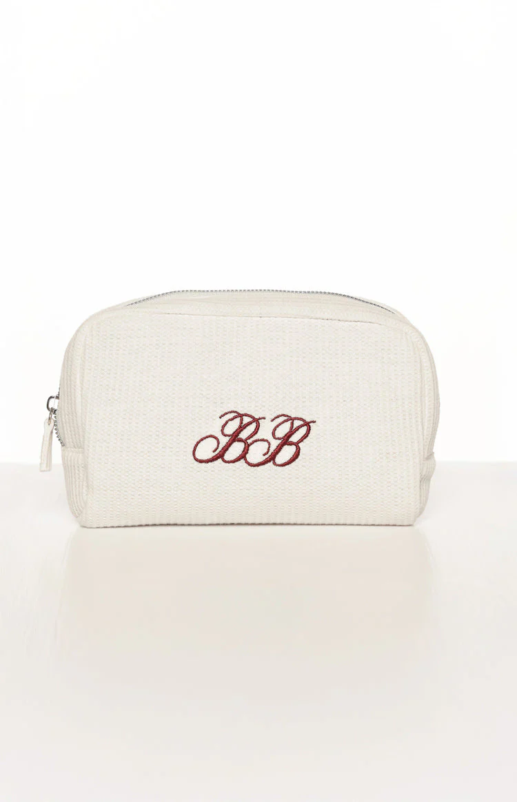 Glow Time White Embroidered Makeup Bag