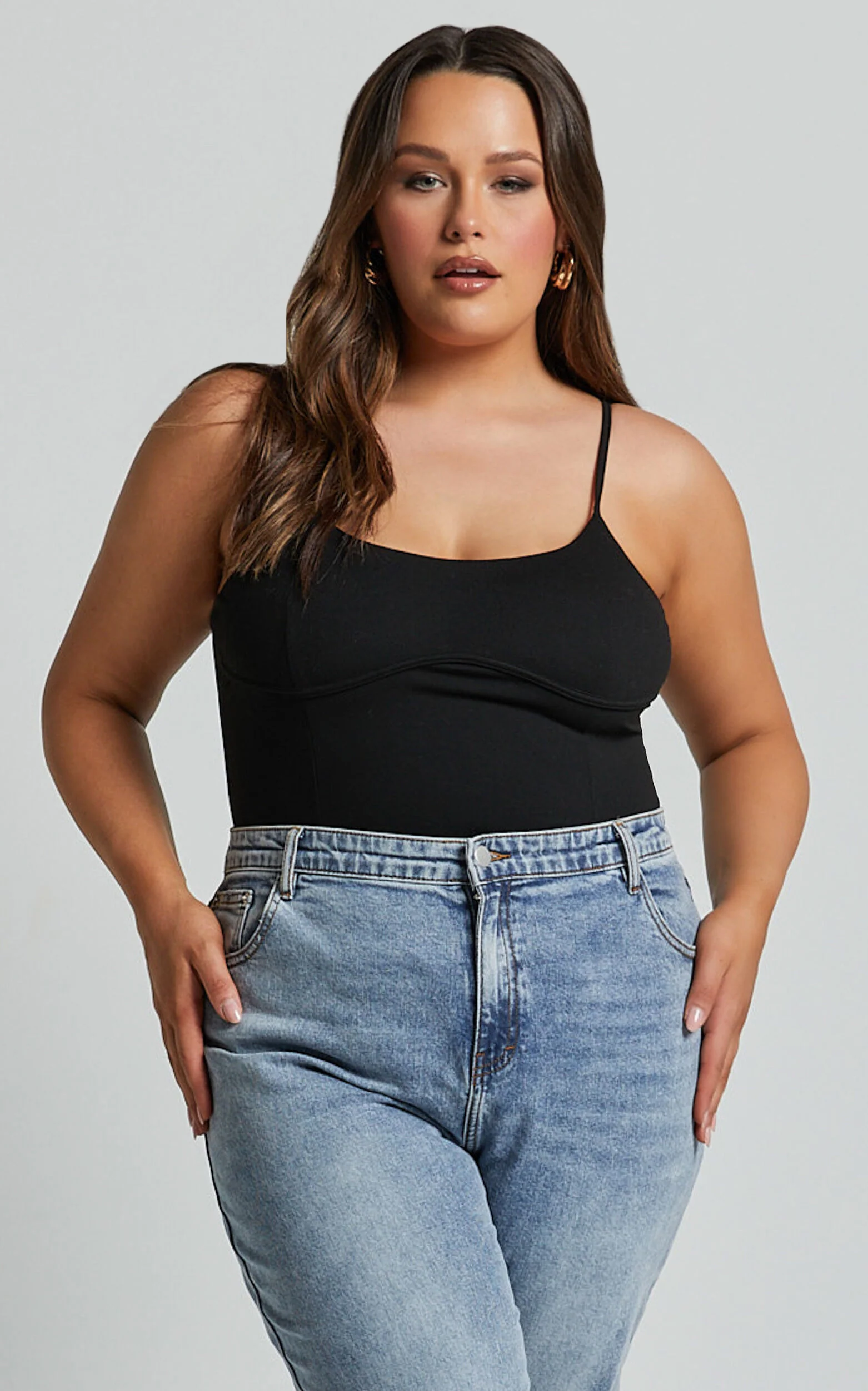 Daramie Bodysuit - Underbust Detail Bodysuit in Black