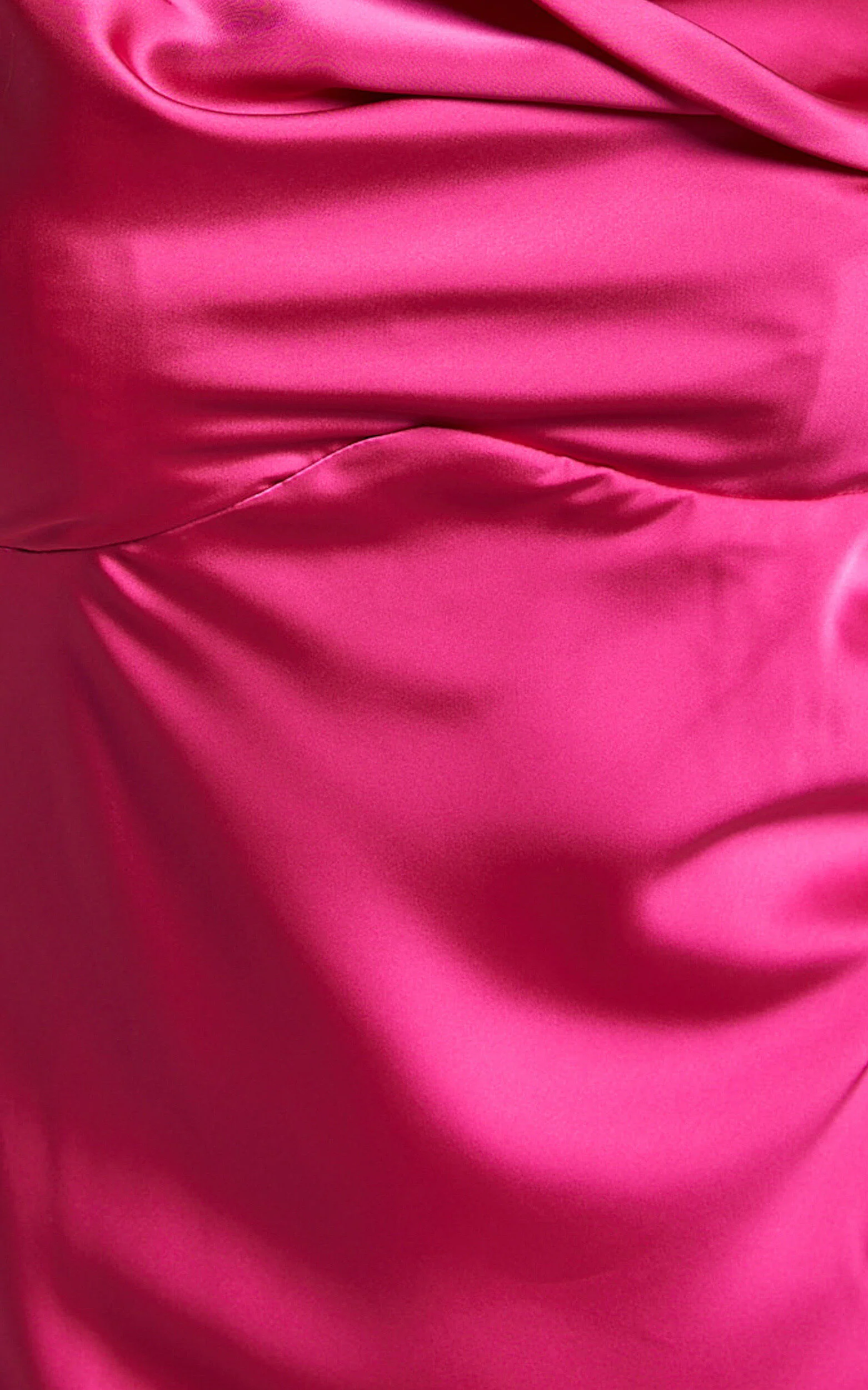 Alexia Midi Dress - One Shoulder Bust Slip Dress in Fuschia