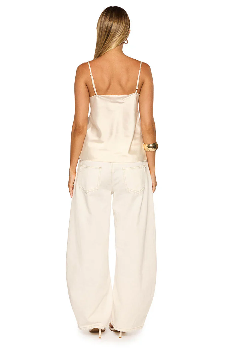 Marci Cream Satin Lace Cami Top