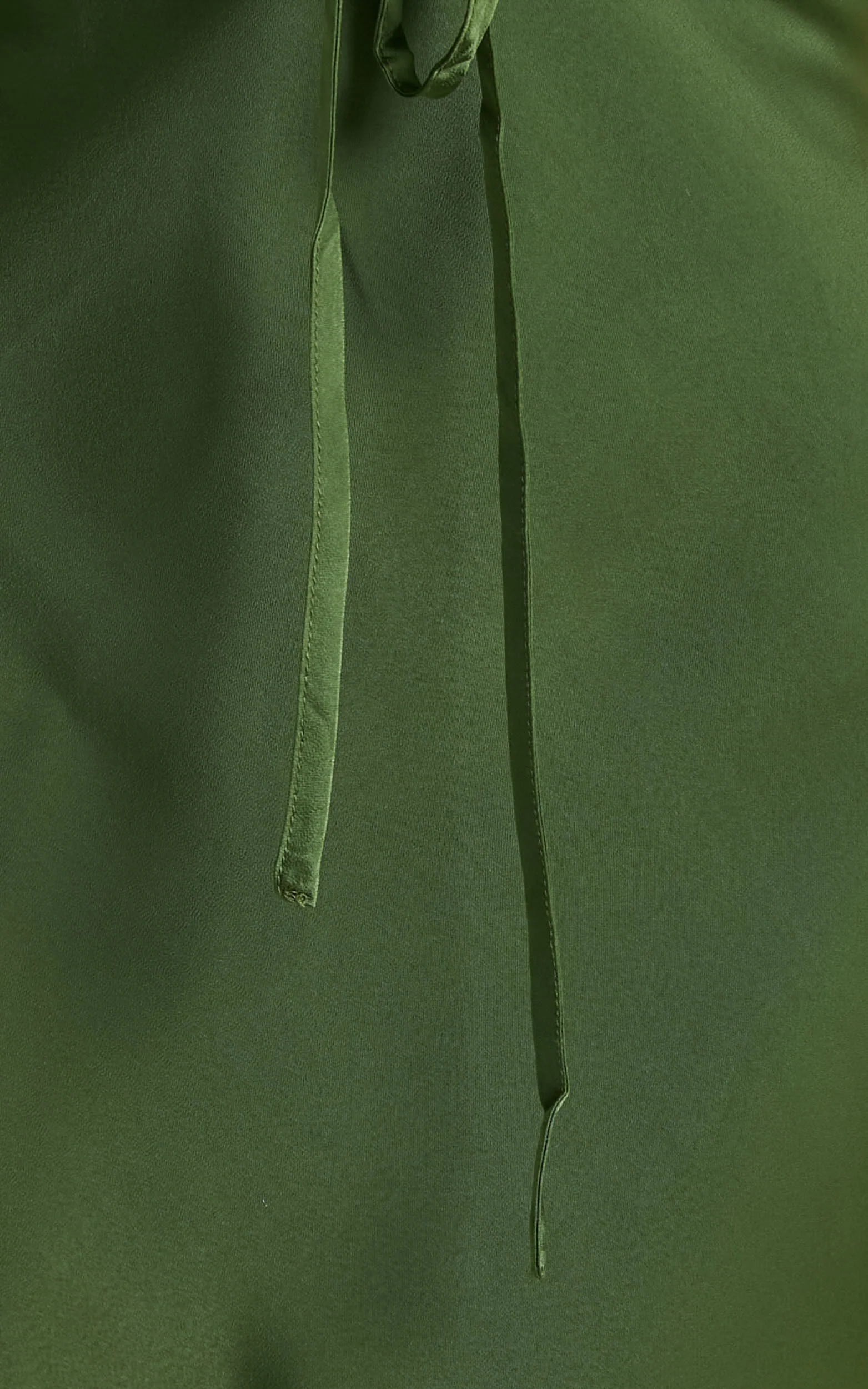 Nicholla Midi Dress - Ruched Front Angel Sleeve Slip Dress in Olive